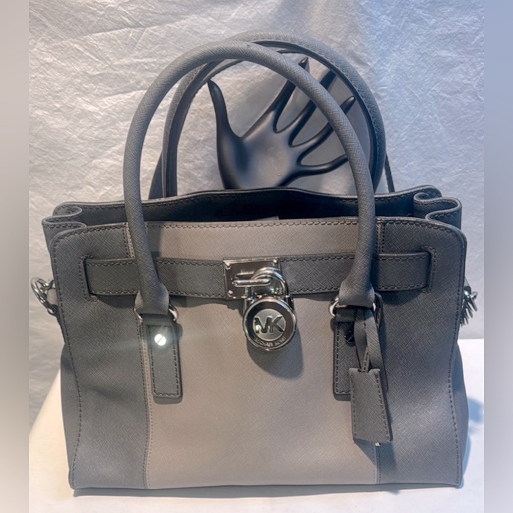 Michael Kors Gray Satchel with Padlock Detail